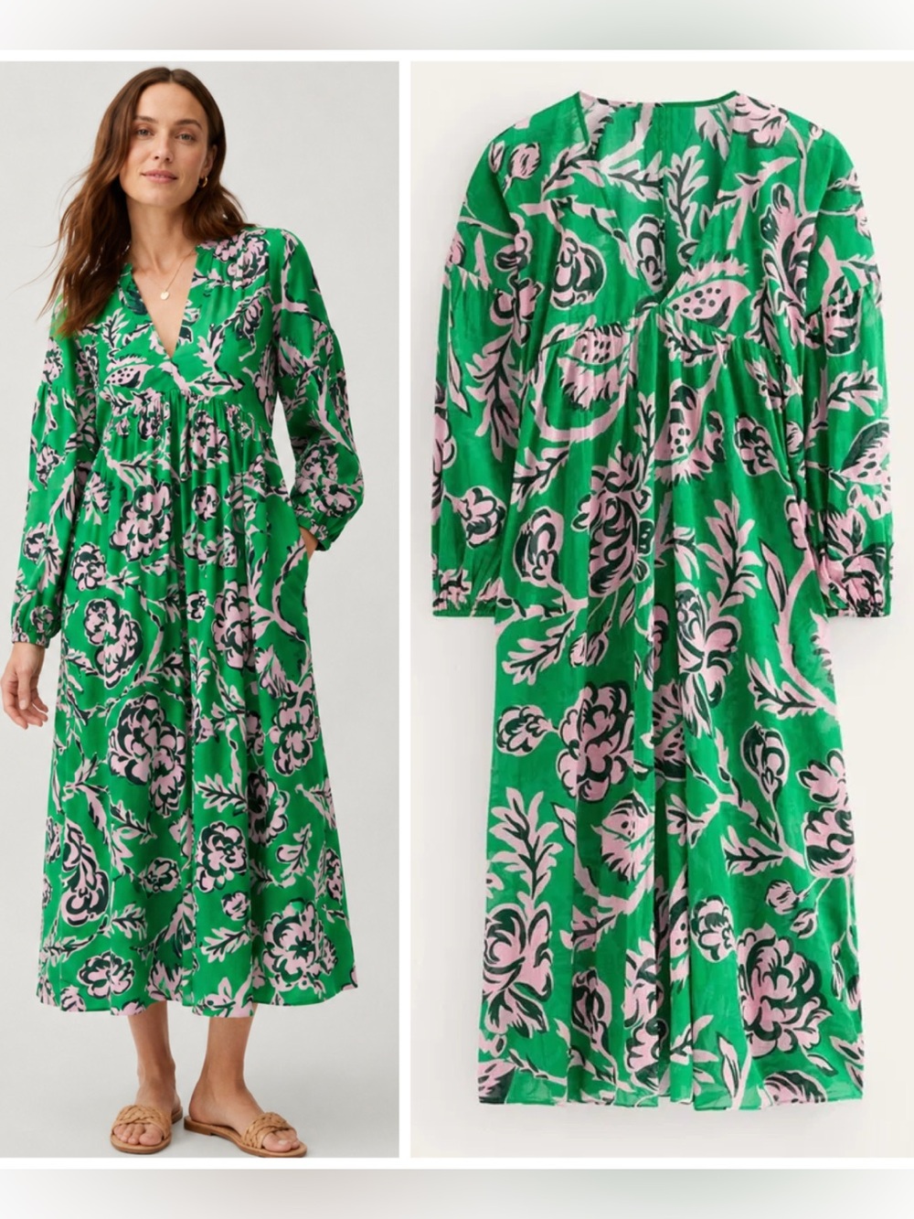 Boden Sarah Maxi Kaftan Dress in Green